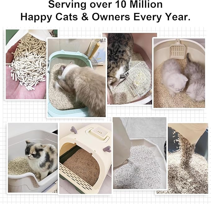 FUKUMARU Mixed Tofu Cat Litter, Strong Clumping Cat Litters, Effective Oder Control, Dust Free and Ultra Absorbent Flushable Bentonite White Tea Cat Litter, Direct to Toliet, 24 LB(4 Packs)