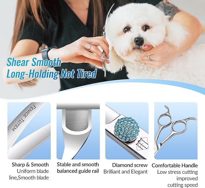 Fenice Professional Grooming Curved Shear: 30 Degree Super Curves Scissors for Dogs 6.5" Big Arc Curved Shears Made Of Japanese 440C Stainless Steel