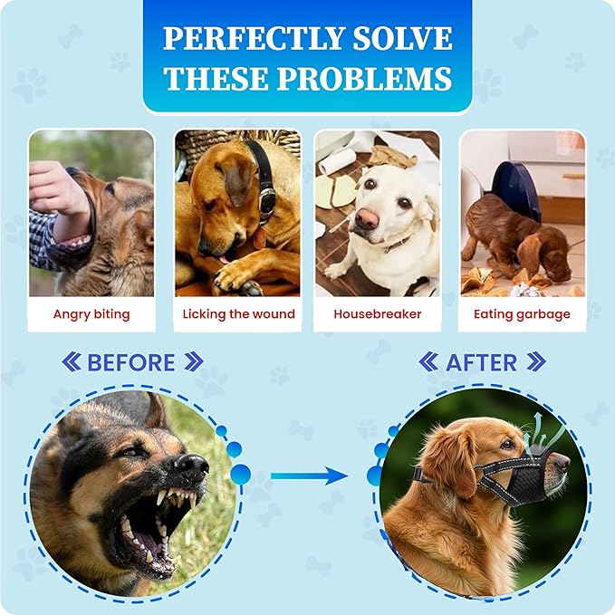 Dog Muzzles for Dogs | Grooming | No Bark Muzzle | Adjustable Soft Dog Muzzle Air Mesh