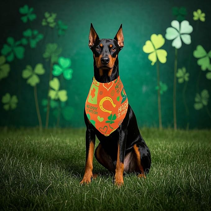 St Patricks Day Dog Bandanas for Large Dog Breed 7 Pcs Sewing Hemming Dogs Bandanas 33 Inch XXL Adjustable Scarves Grooming L