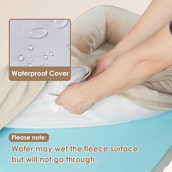 EHEYCIGA Orthopedic XL Dog Beds, Waterproof Memory Foam Dog Bed for Extra Large Dogs, Non-Slip Bottom and Egg-Crate Foam Big Pet Couch Bed with Washable Removable Cover, Beige