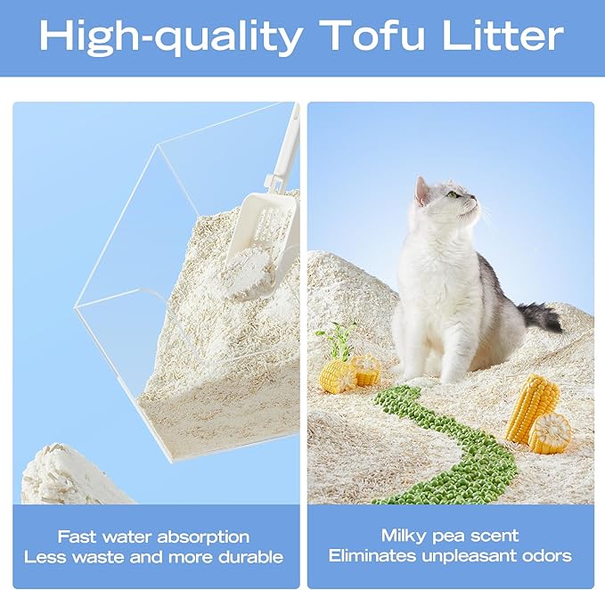 Corn & Tofu Cat Litter, Plant-Based, Strong Clumping Litter, Odor Control, Easy Scooping, Clumps Lift Cleanly, Low Dust, 5.5 LB x 3 Bags