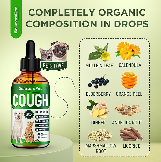Kennel Cough Medicine for Dogs and Cat - Kennel Cough Treatment for Dogs - Herbal Supplement Liquid for Pet - 2 Oz