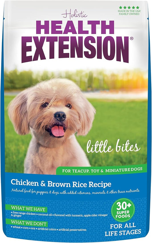 Health Extension Little Bites Dry Dog Food for Small Breeds, Chicken & Brown Rice Recipe, with Probiotics & Superfoods for Digestion & Coat Health, 10 lb Bag (Pack of 1)