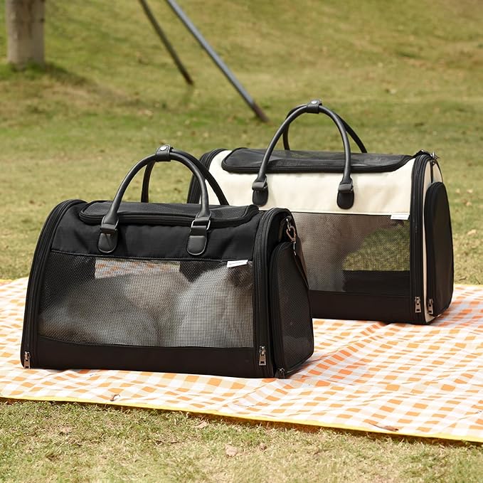 PET MARVEL Cat Carrier Soft Sided for Small Medium Cats Puppy up to 15 Lbs, Airline Approved Mesh Pet Travel Bag, Breathable Bite-Resistant Fabric with Removable Washable Mat