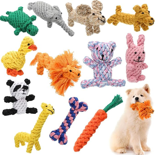 Sumind 12 Pcs Dog Rope Toys for Aggressive Chewers Valentine Gifts for Puppy Animal Rope Chew Toy Interactive Toys for Small Medium Large Dog Pets Puppy Playtime, 12 Styles(Giraffe)