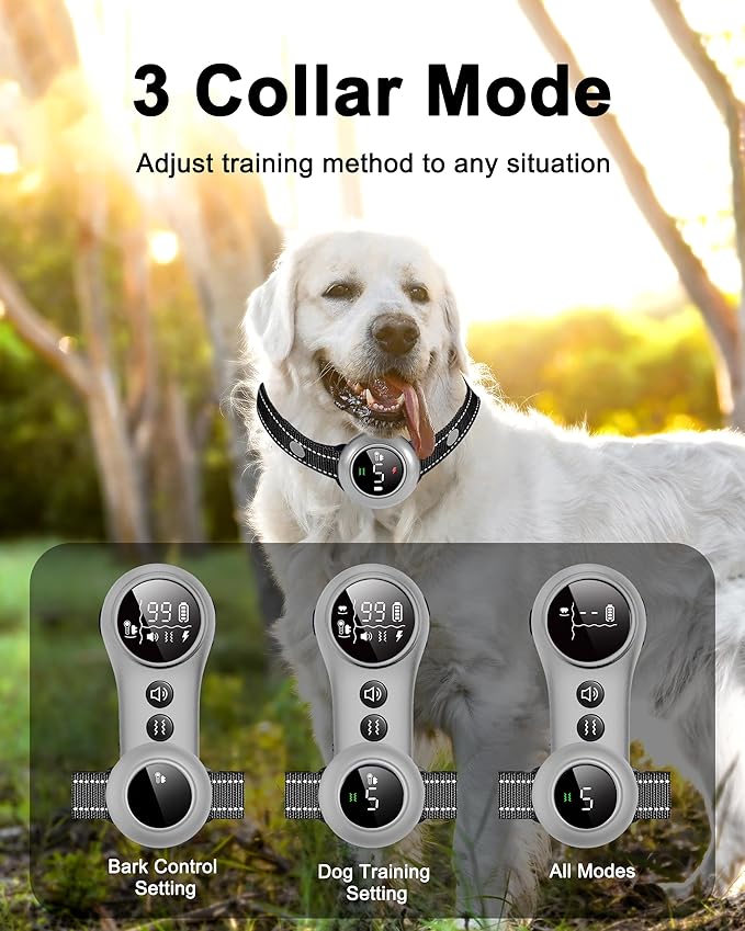 2-in-1 Dog Shock Collar & Dog Bark Collar - Rechargeable Dog Training Collar with Remote Control for 5-150 lbs, Dog Collars 5 Sensitivity Levels, IP67 Waterproof for Large Medium Small Dogs
