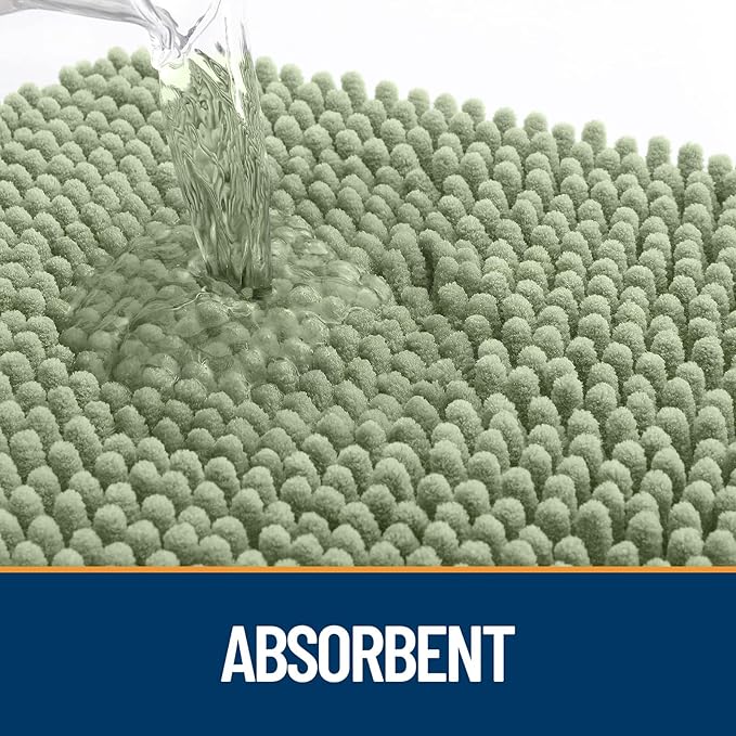 OLANLY Dog Door Mat for Muddy Paws 40x32, Paw Print Design, Absorbs Moisture and Dirt, Non-Slip Washable Doormat, Quick Dry Chenille Mud Mat for Dogs, Entry Indoor Entryway Carpet, Sage Green