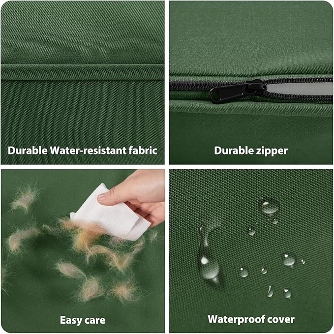 BFPETHOME Outdoor Dog Bed for Large Dogs, Waterproof, Orthopedic with Removable Washable Cover, Egg Crate Foam Mat (36 x 27in, Green)