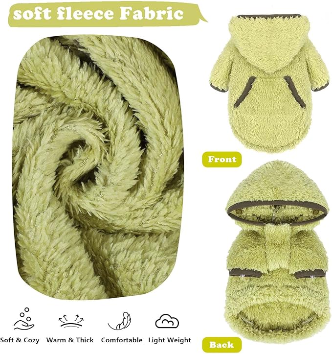 Dog Sweater Dog Winter Clothes for Small Dogs Boy Girl Pet Hoodies Puppy Cold Weather Coats Fall Doggie Sweatshirt for Chihuahua Yorkie Cat Sweater Costumes (Green, Small)
