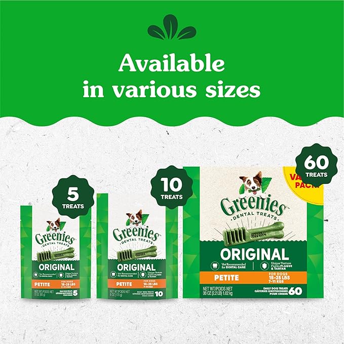 Greenies Original Petite Dental Dog Treats, 12 oz. Pack (20 Treats)