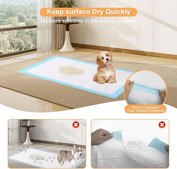 Pee Pads for Dogs & Cats 31"x55" , Puppy Pads Extra Large, Disposable Thicken Pet Training Pads for Doggie Rabbits, Incontinence Underpads Ultra Absorbent & Quick-Dry, Leakproof Potty Pad 40 Count