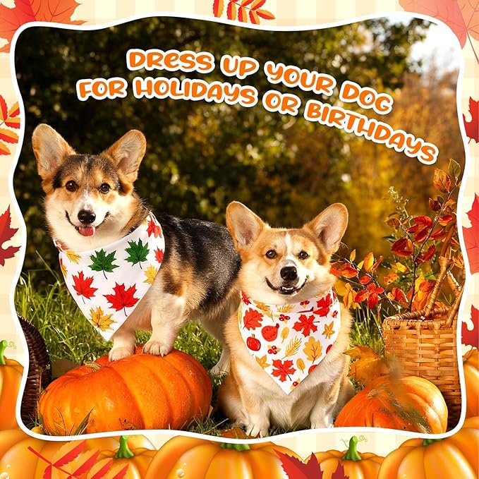 72 Pcs Fall Dog Bandanas Bulk Thanksgiving Triangle Scarf Cat Bibs Autumn Puppy Scarf Pet Bandanas for Puppy Cat Birthday Party Costume