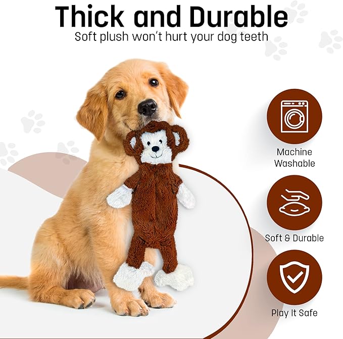 FGA MARKETPLACE Monkey Flat NO Stuffing NO Squeak Plush Dog Toy, Funny Style Will Entertain Your Pet for Hours, Recommended for Small and Medium Dog 21 INCH Long