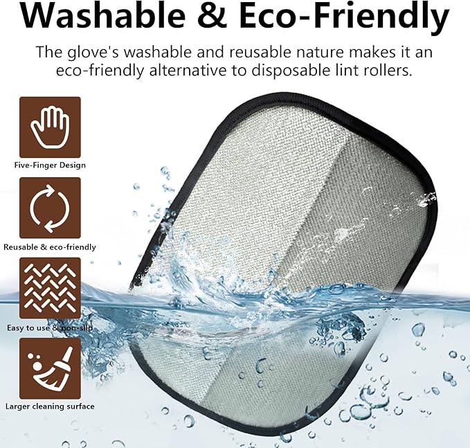 Upgraded Pet Hair Removal Gloves for Cats & Dogs, Five-Finger Electrostatic Reusable Magic Brush for Effortless Pet Hair Remover Tool on Carpet, Clothing, Laundry, Couch, Car Seat