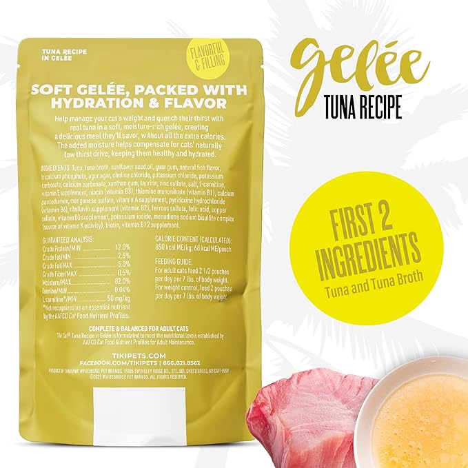 Tiki Cat Gelee Wet Cat Food, Tuna, 2.8 oz. Pouch (12 Count)