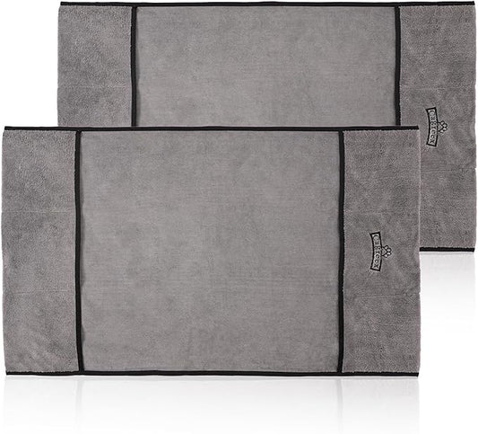 Microfiber Dog Grooming Bath Towel: Super Absorbent Soft Pet Grooming Towel Bath & Shower Supplies - Large Towels to Drying Dog Cat Pets Drying & Grommers (Gray, 2 Pcs)