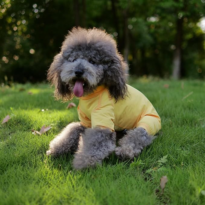 LoveLongLong Dog Jumpsuit with UV Protection and Quick-Dry Fabric for Spring Summer Pet Pajamas Yellow 3XL