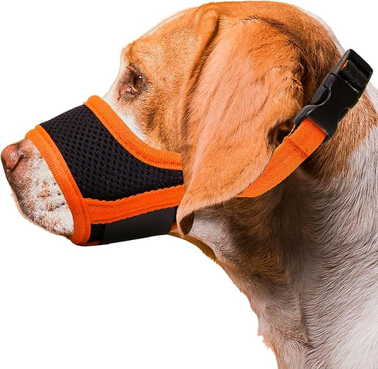 Dog Muzzle, Soft Breathable Muzzle for Small Medium Large Dogs, Air Mesh Nylon Muzzle Cover Prevent Biting Barking Chewing, Adjustable Drinkable Pet Muzzle 6 Sizes (Orange,XS)