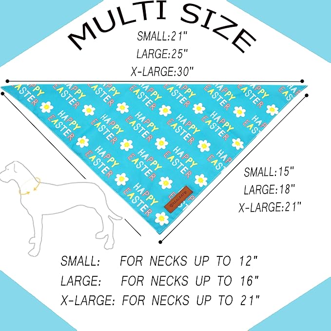Realeaf Happy Easter Dog Bandanas 2 Pack, Reversible Pet Scarf for Boy and Girl, Premium Durable Fabric, Holiday Bandana for Small Medium Large and Extra Large Dogs (X-Large)