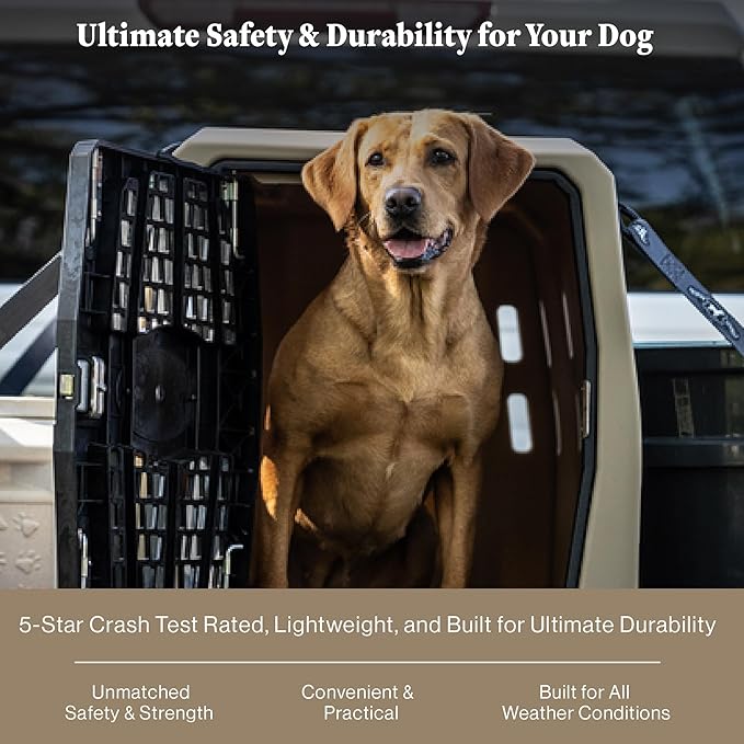 Lucky Dog Kennel, Durable Crash Tested Portable Dog Crates, Intermediate, Tan
