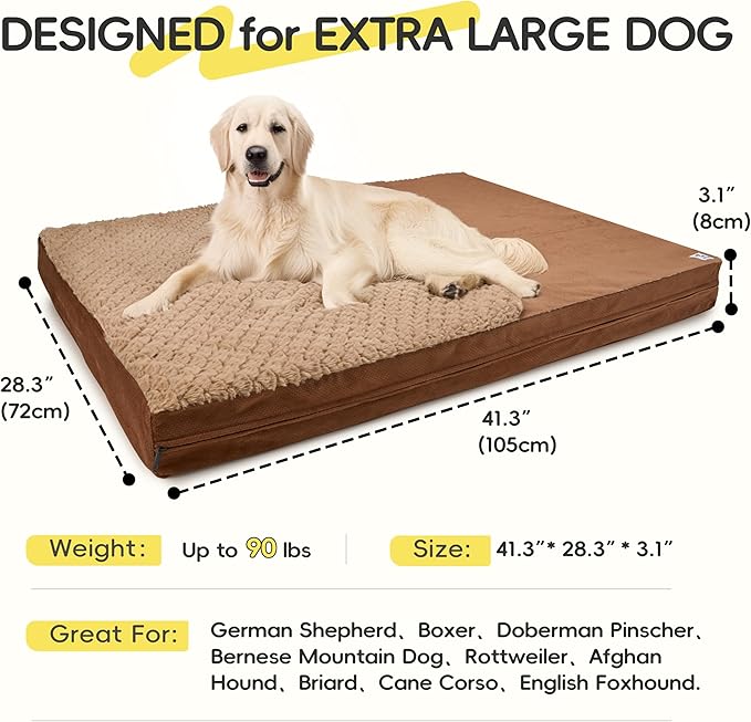 Sytopia Washable 41" Dog Crate Bed for Small, Medium, Large Dogs – Double-Sided Plush, Waterproof, Removable Cover, Thick Orthopedic Support, Durable Comfort Clearance Indoor Flat Dog Bed