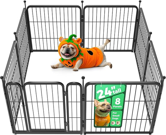 FXW Rollick Unleashed Dog Playpen for Indoor, Yard, RV Camping, 24 inch 8 Panels for Small and Puppy Dogs, Black│Patented