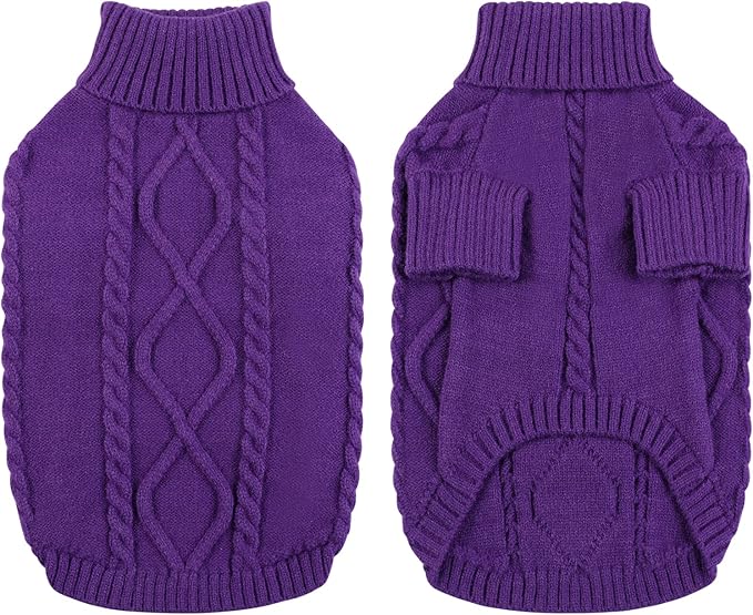 Queenmore Dog Sweater for Large Size Pet,Pitbull Dog Sweater,XXL Doggy Sweater for Labrador Retriever,Cold Weather Warm Knitted Pet Sweatershirt for Boy Girl Dogs (Purple,2XL)