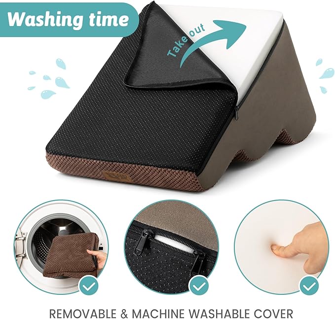 Dog Stairs for Small Dogs 15.7" H, Curved Dog Step for Puppy, Older Cat, Medium Pet Ramp for Sofa, Couch or Chair, Ladder with High Density Foam, 3 Step, 15.7x22.4x15.7 inch, Brown