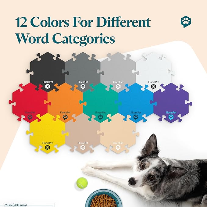 FluentPet HexTiles - Bold 6-Pack | Accessory Dog and Cat Button Learning Kits | Can Hold Up to 6 Buttons | Soft, Durable, and Non-Slip | Gift for Pet Lovers | Comes in 12 Colors