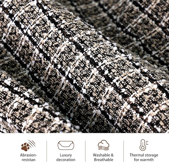 Tweed Rectangle Cat Dog Bed for Medium Small Pets Indoor Outdoor Machine Washable Sleeping Sofa Non-Slip Bottom Soft Puppy Bed Durable Orthopedic Calming Pet Cuddler (Small, Tweed)