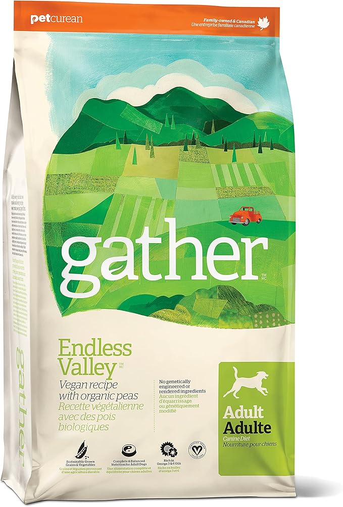 GATHER Endless Valley, Plant-Based, Grain-Free Dry Dog Food, Vegan Adult Recipe with Non-GMO Ingredients, 16 lb Bag