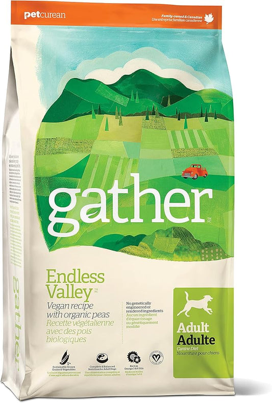 GATHER Endless Valley, Plant-Based, Grain-Free Dry Dog Food, Vegan Adult Recipe with Non-GMO Ingredients, 16 lb Bag