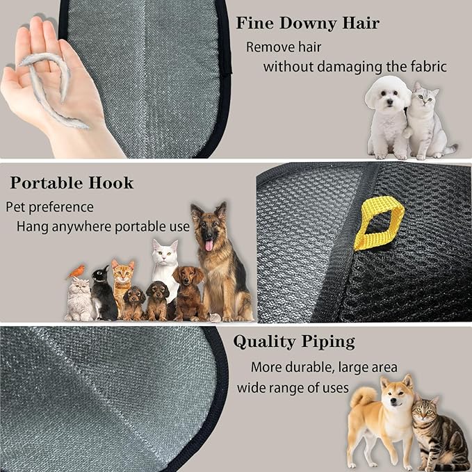 Pet Hair Removal Glove for Cats & Dogs,2 Pcs Five-Finger Electrostatic Pet Hair Gloves Reusable Pet Hair Remover Tool for Laundry,Bed Sheets Couch Clothes Carpet Car Seat,Big Size(9.5*6.7IN)