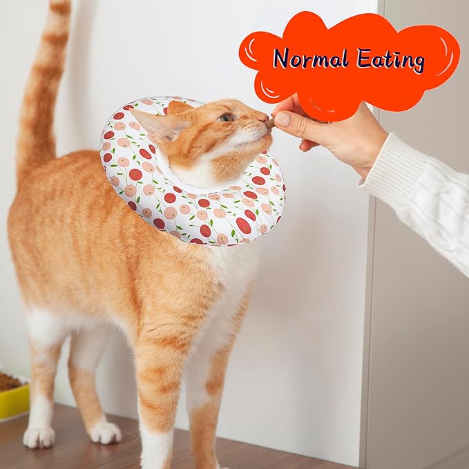 Soft Cat Recovery Cone, Adjustable E Collar for Small to Large Cats, Anti-Lick Wound Healing Collar for Kittens (Pink Cherry, Large)