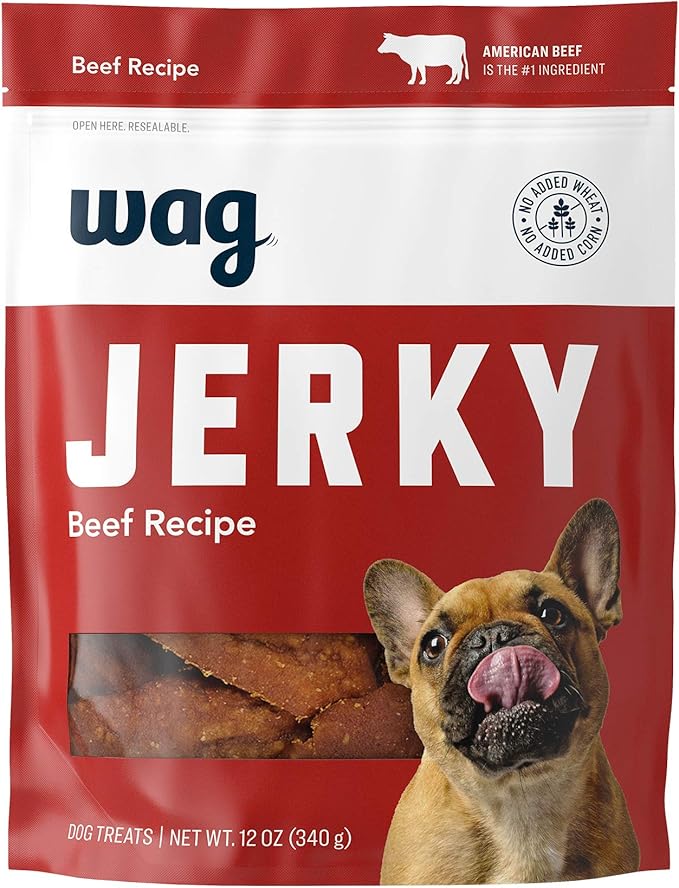 Amazon Brand - Wag Soft & Tender American Jerky Dog Treats – Beef Recipe (12 oz)