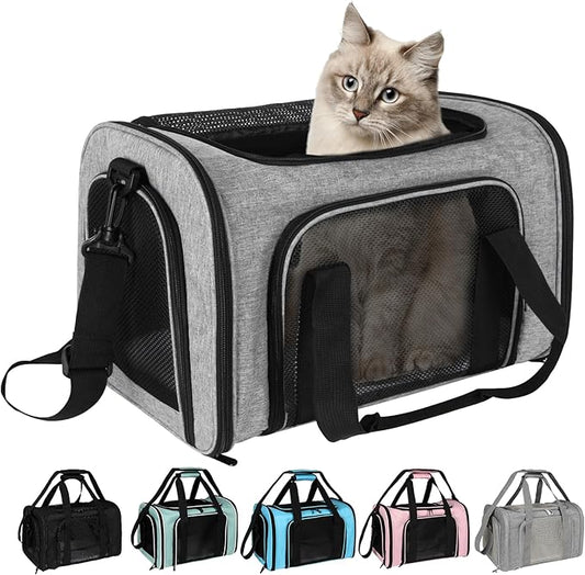 Top tasta Dog Cat Carrier Pet Carriers for Small Medium Large Cats Dogs Carrier Soft Sided Small Puppy Dog Carrier Portable Foldable Airline Approved Dog Cat Travel Carrier Grey Black M