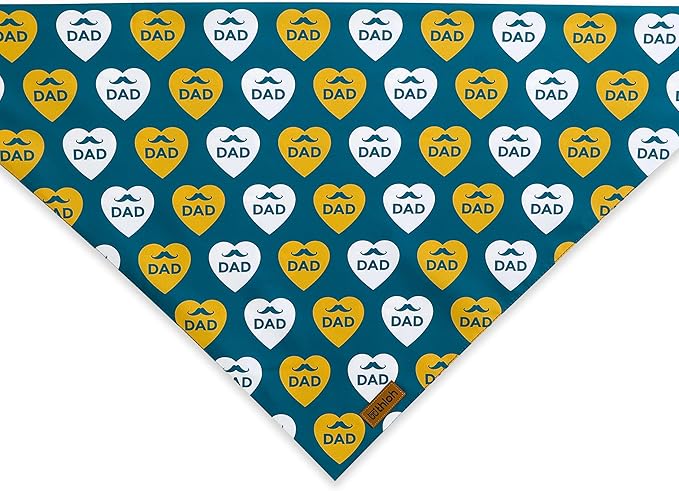 Fathers Day Dog Bandanas - 2 Pack Reversible I Love My Dad Pet Scarf for Boy and Girl | Premium Durable Fabric | Adjustable Bandana for Small Medium Large and Extra Large Dogs (Large)