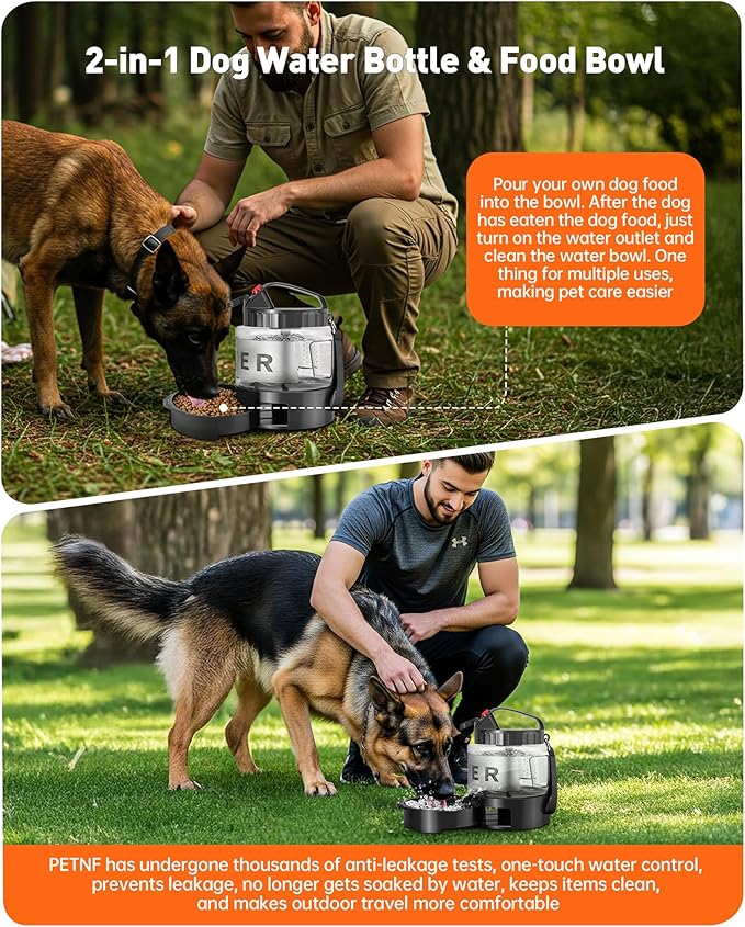 Portable Dog Water Bottle Bowl - 56 oz Travel Water Bowl Dispenser for Dogs Leak Proof, Suitable for Large Pet Drinking, A Must Have for Outdoor, Camping, Walking, Beach, Hunting, and Other Scenes