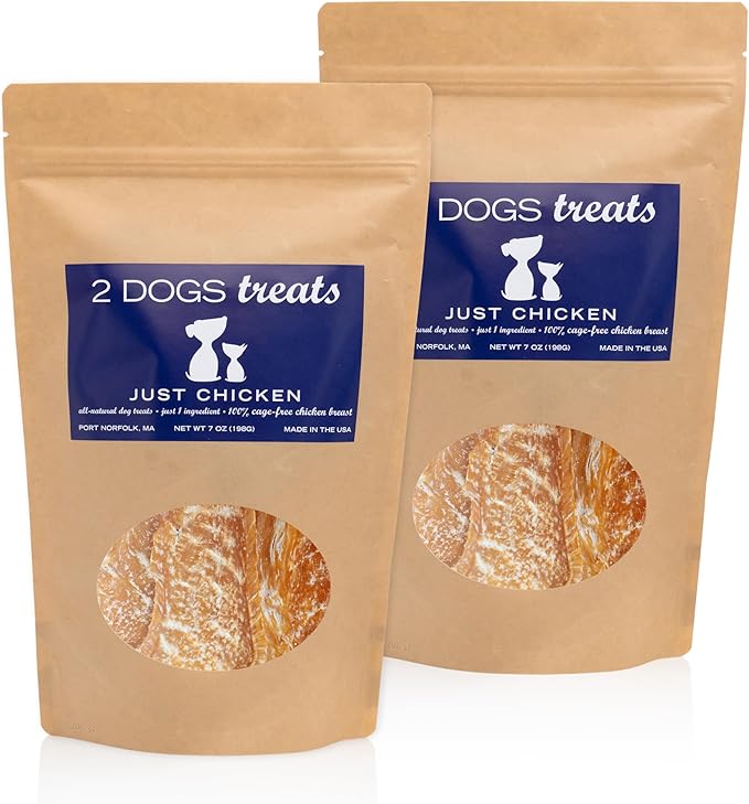 Just Chicken Jerky | 100% USA-Sourced, Single-Ingredient, Great for Sensitive Stomachs, Human-Grade USDA Chicken, Grain-Free, Allergy-Friendly, High Value for Training | 2 Pack