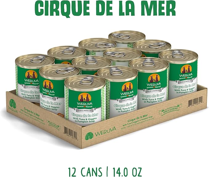 Weruva Classic Dog Food, Cirque de la Mer with Tuna & Veggies in Gravy, 14oz Can (Pack of 12)