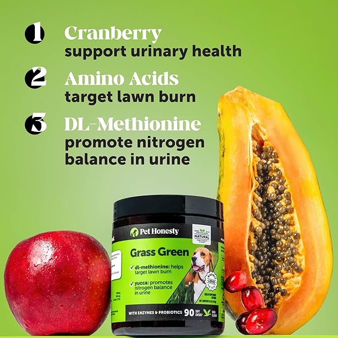 Grass Green Dog Chews - Urine Neutralizer for Lawn, Dog Pee Grass Helps Yard Stay Green Addressing Burn Spots with Probiotics & Enzymes (Duck)