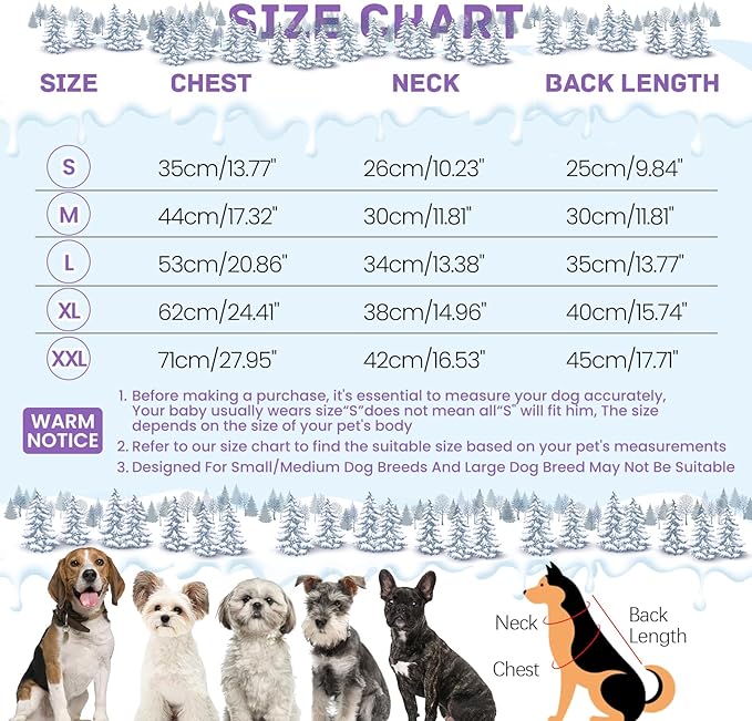 BRKURLEG Purple Dog Coat with Harness, Dog Winter Jacket, Dogs Onesie Body Warm Jackets, Small Dogs Winter Coats Reflective Windproof Warm Cold Weather Coats, Pet Waterproof Jackets, S