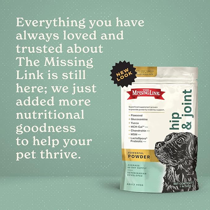 The Missing Link Hip & Joint + Probiotics Supplement 1lb Bag 2/Pack - Superfood Powder for Dog Cartilage & Bone Health, Joint Mobility & Flexibility