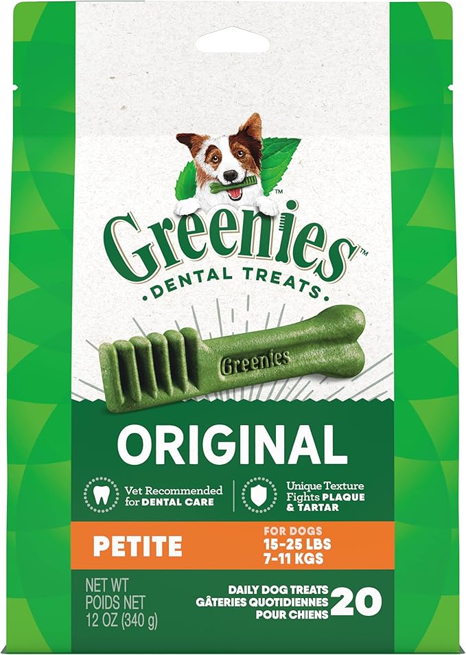Greenies Original Petite Dental Dog Treats, 12 oz. Pack (20 Treats)
