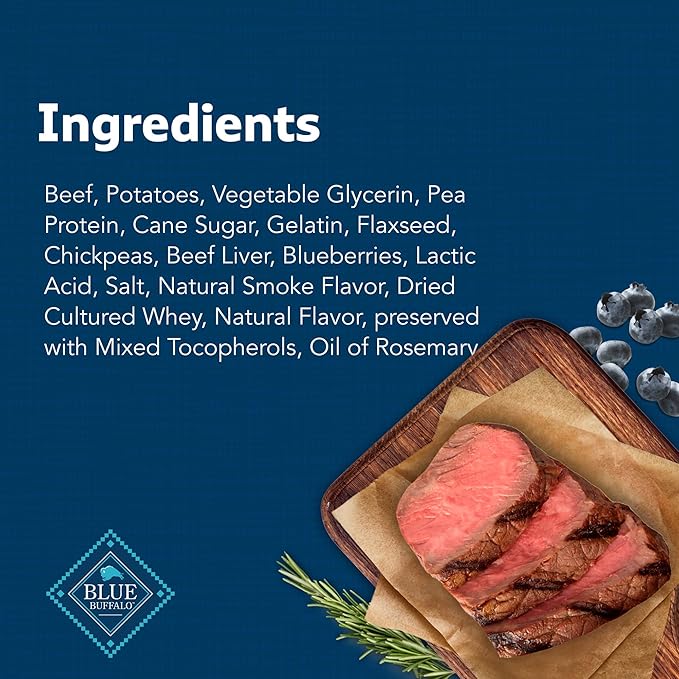 Blue Buffalo Stix Natural Soft Moist Dog Treats TOGO Beef Recipe, 1oz Bags, Pack of 12