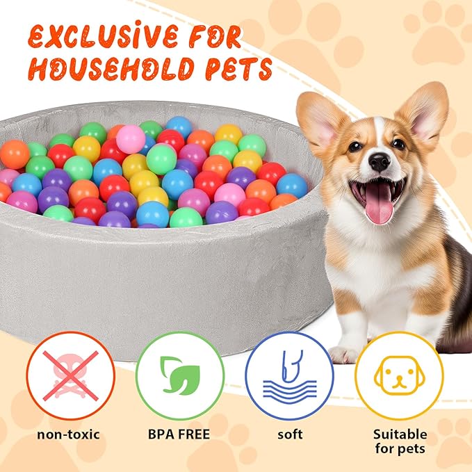Dog Beds, 27 Inch Round Foam Pet Beds，Suitable for Small Dog & Cat to Sleep in and Play in The Ball Pit，Gray - Ideal for Puppies and Kittens（Balls NOT Included）...