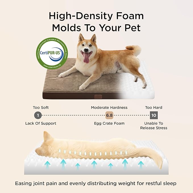 Bedsure Dog Bed Medium Size Dog - Orthopedic Pet Beds with Removable Machine Washable Cover, NOT Waterproof Egg Crate Foam Puppy Pad, Suitable for Pet Up to 35 lbs, 29"x18"