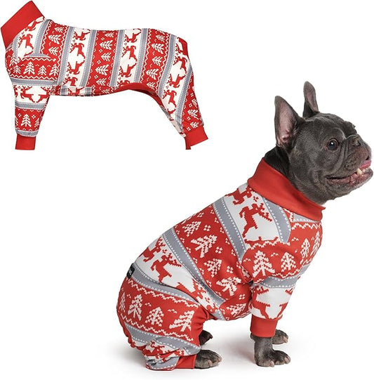 Spark Paws Dog Christmas Pajama, Dog Recovery Suit Male, Onesie, Ultra-Soft and 4-Way Stretch, for Small Medium and Large Breeds - Winter Wonderland - XL