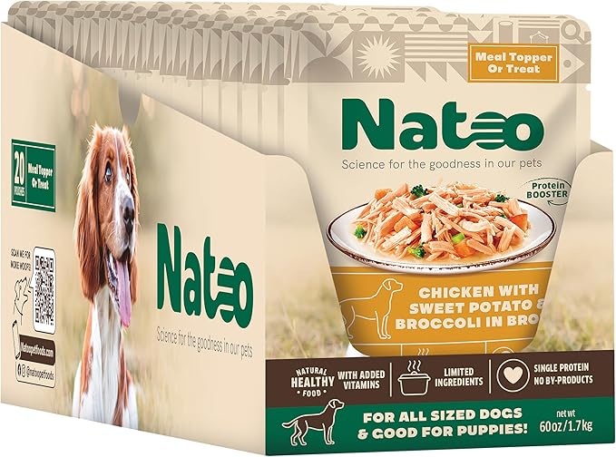 NATOO Dog Food Topper for Picky Eaters & Dog Treat (Chicken with Sweet Potato & Broccoli), Dog Toppers for Dry Food, Wet Meal Toppers for Dogs & Puppies, Limited Ingredient Dog Food, 3 oz (Case of 20)